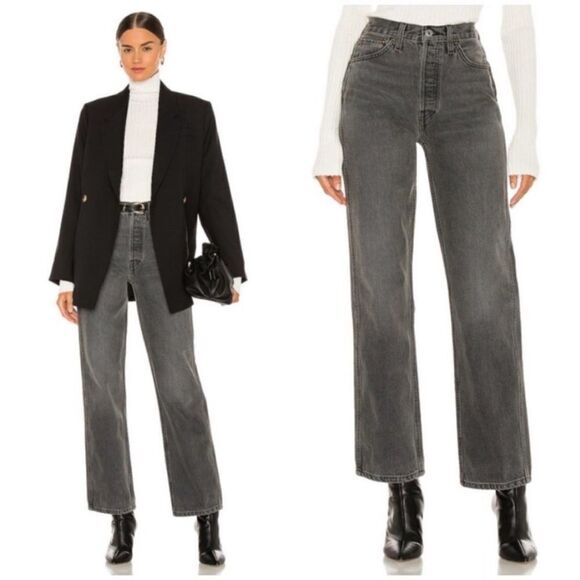 NWT RE/DONE Originals 90s High Rise Loose in Vintage Ash Grey - Picture 1 of 6